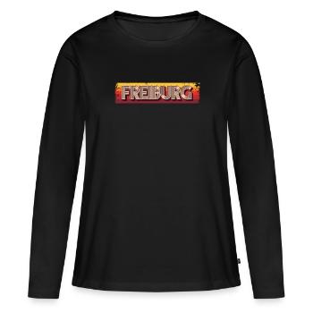 Freiburgerin Freiburger Freiburg - Frauen Premium Bio Langarmshirt - Schwarz - Vorne - Julia (174cm)
