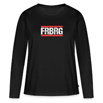 Freiburgerin Freiburger Freiburg - Frauen Premium Bio Langarmshirt - Schwarz - Vorne - Julia (174cm)