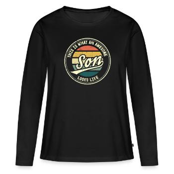 This is what an awesome Son looks like - Frauen Premium Bio Langarmshirt - Schwarz - Vorne - Julia (174cm)