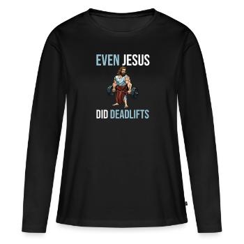 Même Jésus a soulevé des muscles - T-shirt manches longues Premium bio Femme - noir - Devant - Julia (174cm)