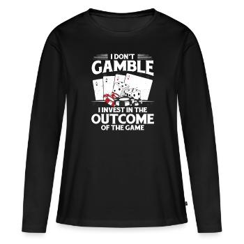 Poker J’investis dans le résultat du jeu Flop Pla - T-shirt manches longues Premium bio Femme - noir - Devant - Julia (174cm)