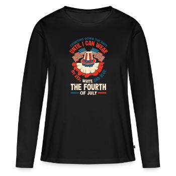Je peux porter mon rouge, blanc et bleu sur le quatrième - T-shirt manches longues Premium bio Femme - noir - Devant - Julia (174cm)