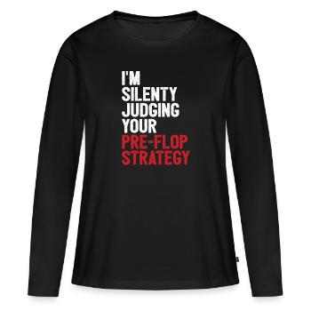 Juger votre pré-flop Stratégie Poker Lover Game Ca - T-shirt manches longues Premium bio Femme - noir - Devant - Julia (174cm)