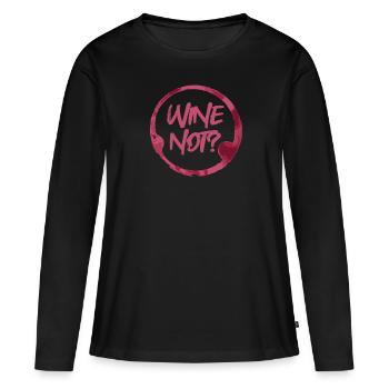 VIN NON | VIN Pourquoi pas? Oenophile - T-shirt manches longues Premium bio Femme - noir - Devant - Julia (174cm)