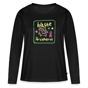 Beste Erzieherin Abschied Kita Lustig Gekritzel - Frauen Premium Bio Langarmshirt - Schwarz - Vorne - Julia (174cm)