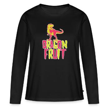 Dragon Fruit Dinosaur - Frauen Premium Bio Langarmshirt - Schwarz - Vorne - Julia (174cm)