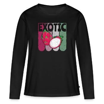 Exotic Dragon Fruit Vintage Distressed - Frauen Premium Bio Langarmshirt - Schwarz - Vorne - Julia (174cm)