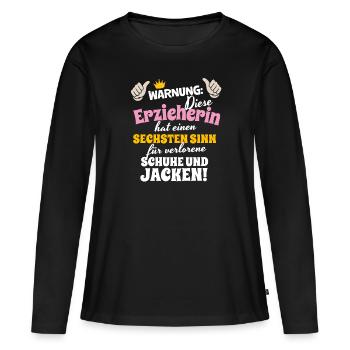 Erzieherin Weihnachten Verlorene Schuhe - Frauen Premium Bio Langarmshirt - Schwarz - Vorne - Julia (174cm)