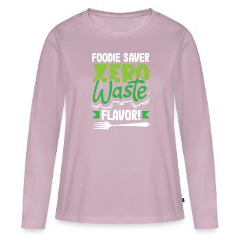 Foodie Saver, saveur zéro déchet! Conscient - T-shirt manches longues Premium bio Femme - rose poudré - Devant - Julia (174cm)