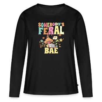 Quelqu’un Feral Bae Opossum Petit ami Petite amie - T-shirt manches longues Premium bio Femme - noir - Devant - Julia (174cm)