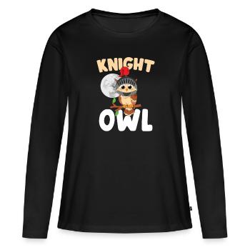 Nocturnal Owlets Bird Lover Knight Owl - Women's Premium Organic Long Sleeve Shirt - black - Front - Julia (174cm)