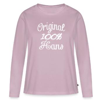 Original 100% Hans - T-shirt manches longues Premium bio Femme - rose poudré - Devant - Julia (174cm)