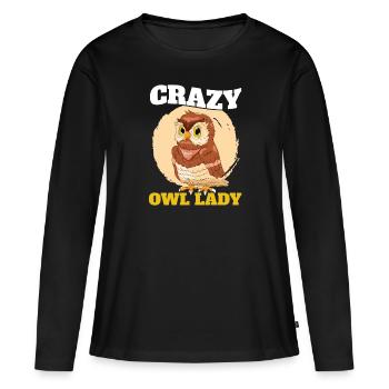 Owl Lady Owl Fan Owlet Nocturnal Bird Ornithologis - Women's Premium Organic Long Sleeve Shirt - black - Front - Julia (174cm)