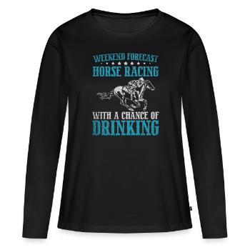 Prévisions de week-end Courses de chevaux - T-shirt manches longues Premium bio Femme - noir - Devant - Julia (174cm)