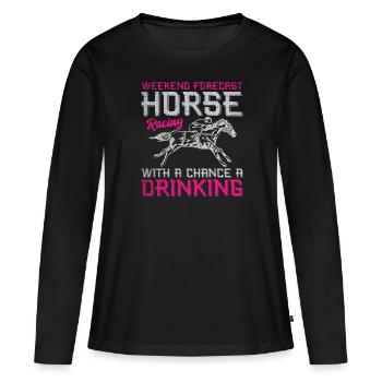 Prévisions de week-end Courses de chevaux - T-shirt manches longues Premium bio Femme - noir - Devant - Julia (174cm)