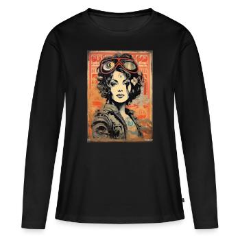 SteamPunkLady Judy - T-shirt manches longues Premium bio Femme - noir - Devant - Julia (174cm)