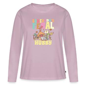 Somebody's Feral Hubby Wild Family Opossum - Frauen Premium Bio Langarmshirt - Altrosa - Vorne - Julia (174cm)