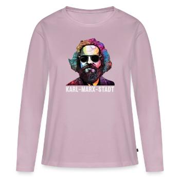 Le communisme a quitté le marxisme Karl Marx - T-shirt manches longues Premium bio Femme - rose poudré - Devant - Julia (174cm)
