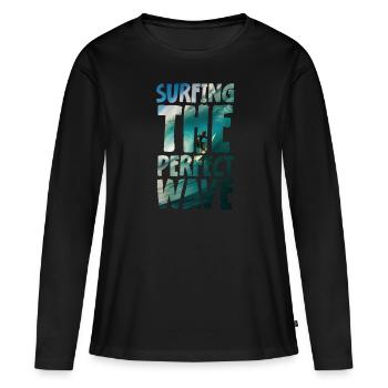 Surfing The Perfect Wave - Frauen Premium Bio Langarmshirt - Schwarz - Vorne - Julia (174cm)
