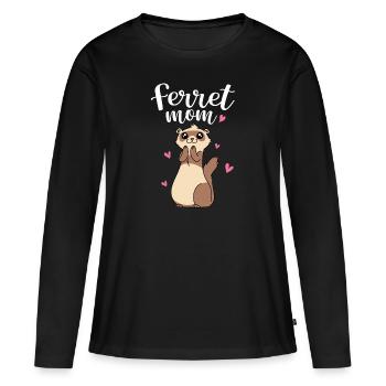 Mother's Day Cute Women Weasel Ferret Mom - Frauen Premium Bio Langarmshirt - Schwarz - Vorne - Julia (174cm)