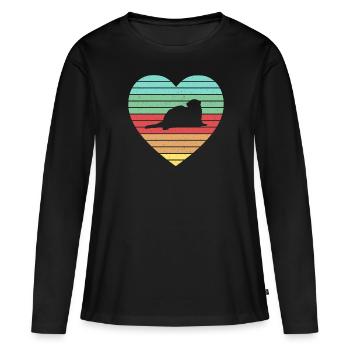 Weasel Cute Retro Ferret Fan Vintage Heart - Frauen Premium Bio Langarmshirt - Schwarz - Vorne - Julia (174cm)