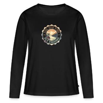Fly Fishing Reel Good Vibes - Sun Rising on - Frauen Premium Bio Langarmshirt - Schwarz - Vorne - Julia (174cm)