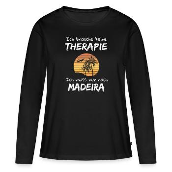 Madeira Urlaub Atlantik Insel Portugal Geschenk - Frauen Premium Bio Langarmshirt - Schwarz - Vorne - Julia (174cm)