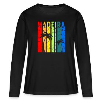 Madeira Urlaub Atlantik Insel Portugal Geschenk - Frauen Premium Bio Langarmshirt - Schwarz - Vorne - Julia (174cm)