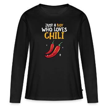 Red Pepper Hot Spicy Food Men Just A Boy Who Loves - T-shirt manches longues Premium bio Femme - noir - Devant - Julia (174cm)