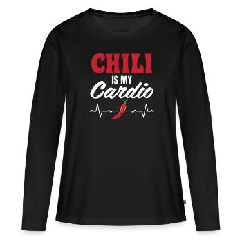Heartbeat Red Pepper Hot Spicy Food Chili est mon ca - T-shirt manches longues Premium bio Femme - noir - Devant - Julia (174cm)