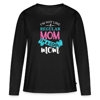 Nicht wie eine normale Mutter, ich bin eine coole Mutter - Frauen Premium Bio Langarmshirt - Schwarz - Vorne - Julia (174cm)