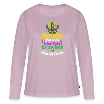 Beads Parades Kingcake Mardi Gras - Women's Premium Organic Long Sleeve Shirt - dusky pink - Front - Julia (174cm)