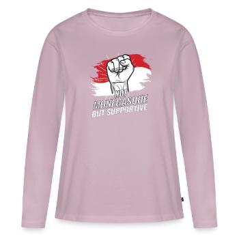 Pays non monégasque mais solidaire du drapeau monégasque - T-shirt manches longues Premium bio Femme - rose poudré - Devant - Julia (174cm)