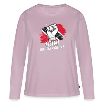 Pas Trini mais un pays de soutien à Trinidad Flag - T-shirt manches longues Premium bio Femme - rose poudré - Devant - Julia (174cm)