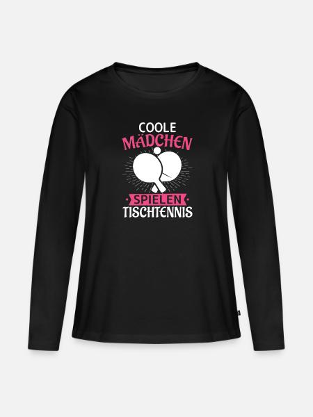Coole Mädchen spielen Tischtennis Tochter - Frauen Premium Bio Langarmshirt - Schwarz