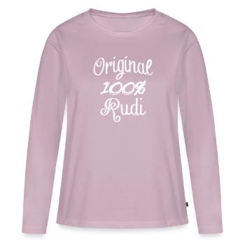 Original 100% Rudi - T-shirt manches longues Premium bio Femme - rose poudré - Devant - Julia (174cm)