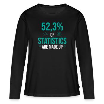 52% des statistiques sont inventées - T-shirt manches longues Premium bio Femme - noir - Devant - Julia (174cm)