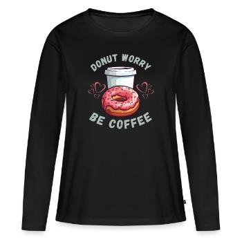 Café & Donut Dreams - T-shirt manches longues Premium bio Femme - noir - Devant - Julia (174cm)