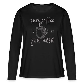 Café pur - T-shirt manches longues Premium bio Femme - noir - Devant - Julia (174cm)