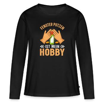Fenster putzen ist mein Hobby - Frauen Premium Bio Langarmshirt - Schwarz - Vorne - Julia (174cm)