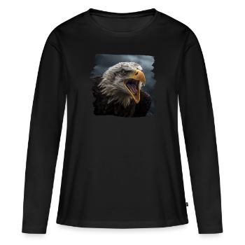 Aulne pygargue à tête blanche oiseau aigle pierre - T-shirt manches longues Premium bio Femme - noir - Devant - Julia (174cm)