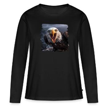 Aulne pygargue à tête blanche oiseau aigle pierre - T-shirt manches longues Premium bio Femme - noir - Devant - Julia (174cm)