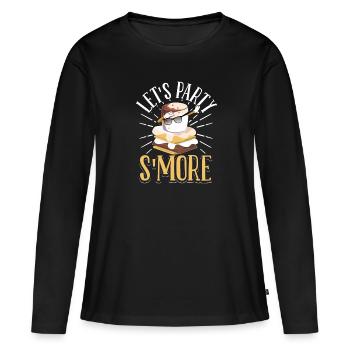 Let’s Party Smore Campfire Dabbing Marshmallow Cam - T-shirt manches longues Premium bio Femme - noir - Devant - Julia (174cm)