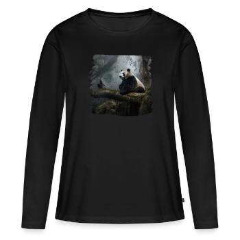 Pandas réaliste Panda Panda géant - T-shirt manches longues Premium bio Femme - noir - Devant - Julia (174cm)