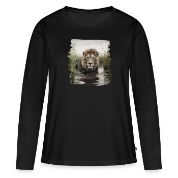 Lion realistic lion - Women's Premium Organic Long Sleeve Shirt - black - Front - Julia (174cm)