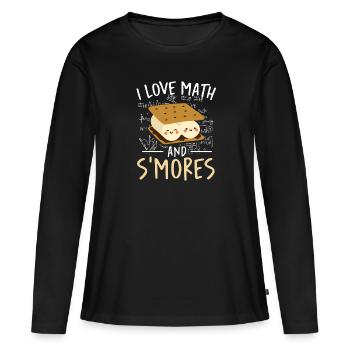 J’adore les maths et les smores écoliers guimauve cam - T-shirt manches longues Premium bio Femme - noir - Devant - Julia (174cm)