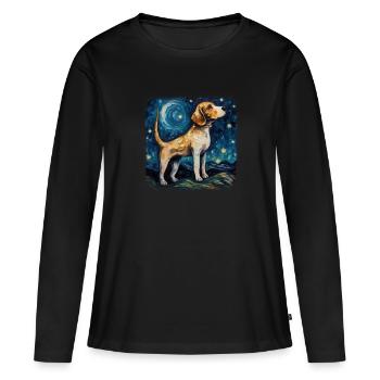 Beagle Van gogh starry night - Women's Premium Organic Long Sleeve Shirt - black - Front - Julia (174cm)