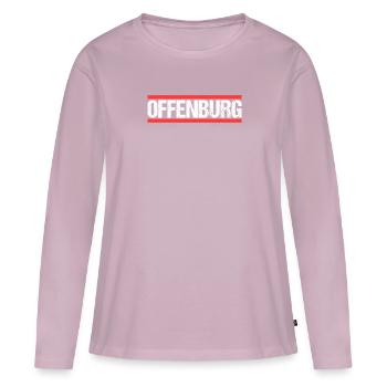 Offenburgerin Offenburger Offenburg - Frauen Premium Bio Langarmshirt - Altrosa - Vorne - Julia (174cm)