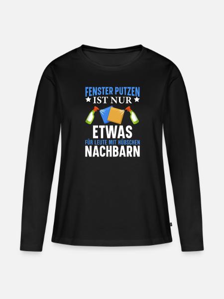 Fenster putzen - Frauen Premium Bio Langarmshirt - Schwarz