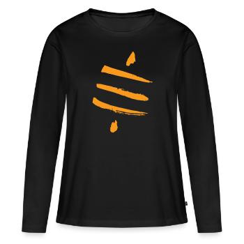 Vintage Bitcoin Crypto Satoshis Symbol 21 - Frauen Premium Bio Langarmshirt - Schwarz - Vorne - Julia (174cm)